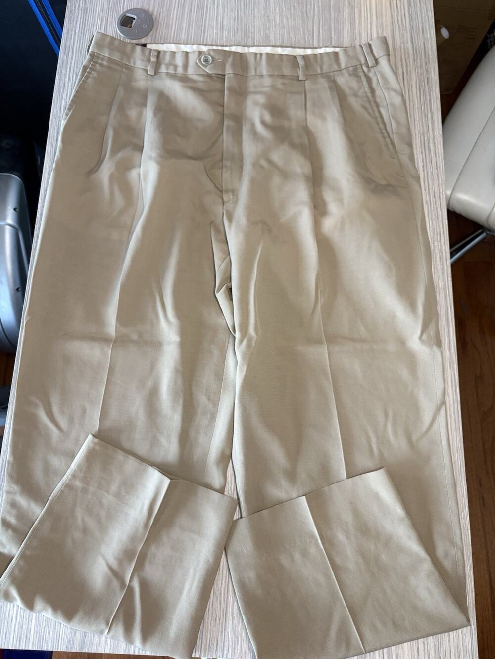 Vintage Berkeley LTD Khaki Dress Pants Mens 34x30 Made USA Flat Front Straight
